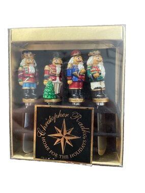 Christopher Radko Home for the Holidays 4 Nutcracker Cheese Spreader Pate Knives